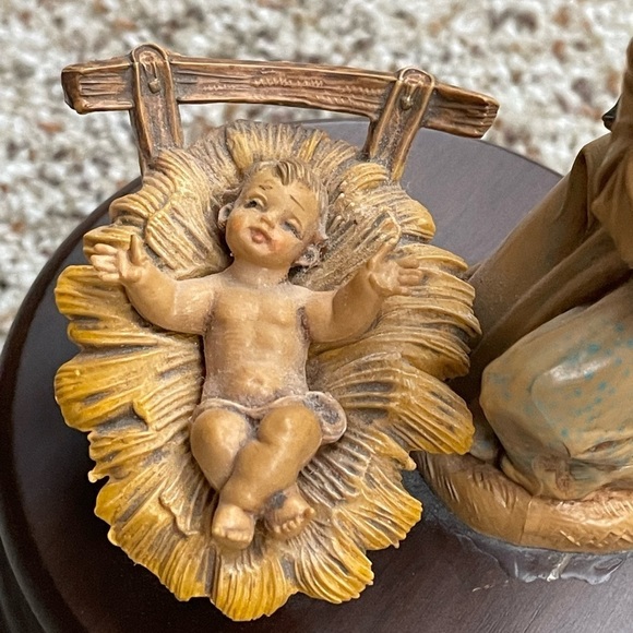 Genuine Made In Italy Wood Decoration Fontanini Figures Musical Angel With Baby - Picture 5 of 9